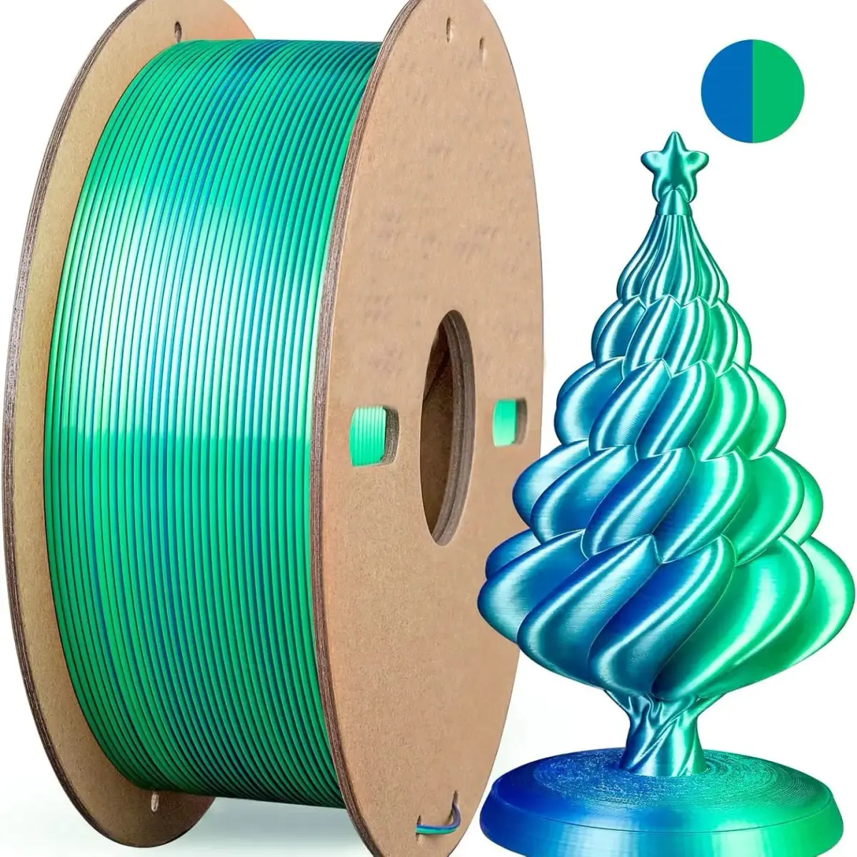 Filamento Multicolorido para Impressora 3D, Filamento PLA Brilhante de 1.75mm com Cores Duplas/Tripletes/Twist/Magic, 250g (0.55lbs) Compatível com Impressoras 3D FDM - 1