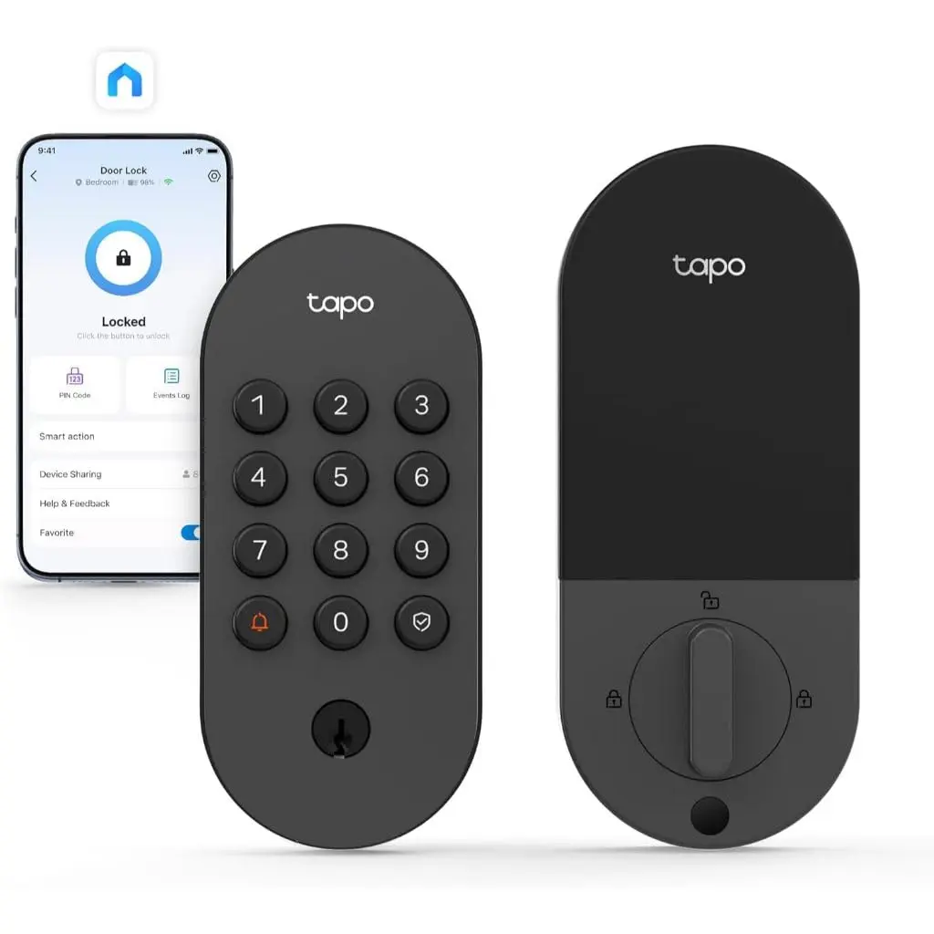 TP-Link Tapo DL100 Fechadura Digital Inteligente Wi-Fi com Até 200 Senhas, Acesso Remoto pelo Aplicativo, Travamento Automático, 2 Chaves de Reserva, Bateria de Até 7 Meses e IP54
