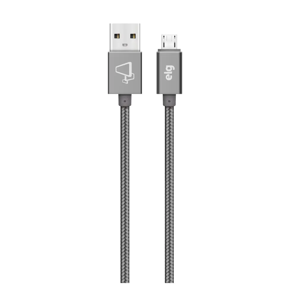 Cabo Micro Usb em Tecido Trançado Nylon Reforçado - Recarga/Sincronização - 1m - Cinza - M510By - Elg, Elg, M510By, Cinza