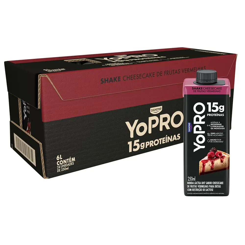 YoPRO UHT Cheesecake Frutas Vermelhas 15g Proteína 250ml – 24 Unidades