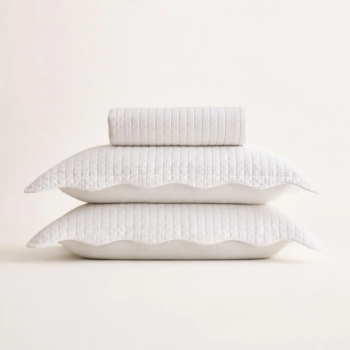 LYOR - Colcha Matelassê King Quadrat com 2 Porta Travesseiros Microfibra Branco
