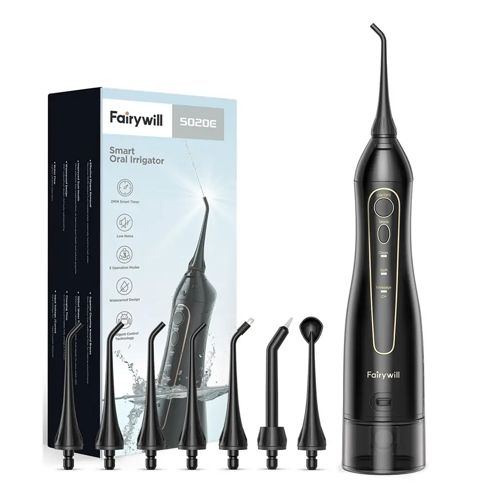Fairywill fio dental de água para dentes 300ml irrigador oral recarregável portátil dental 3 modos tanque água à prova dwaterproof água limpador dentes