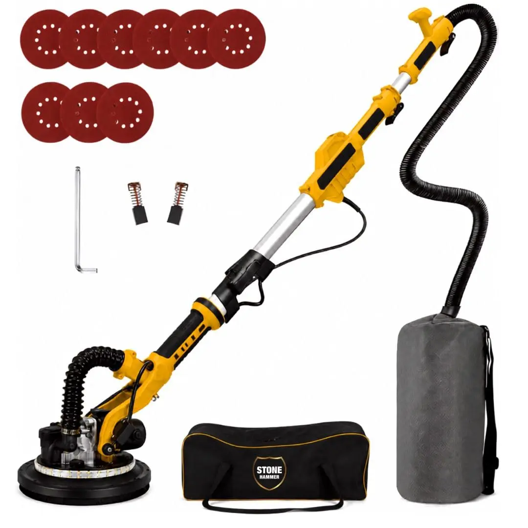 Lixadeira de Parede e Teto Stone Hammer SH900D 820W 220V | 1000–1900 RPM | Base 215mm | Lixa 225mm | Dobrável + LED + 9 Lixas + Coletor de Pó | Rendimento 500m²/dia