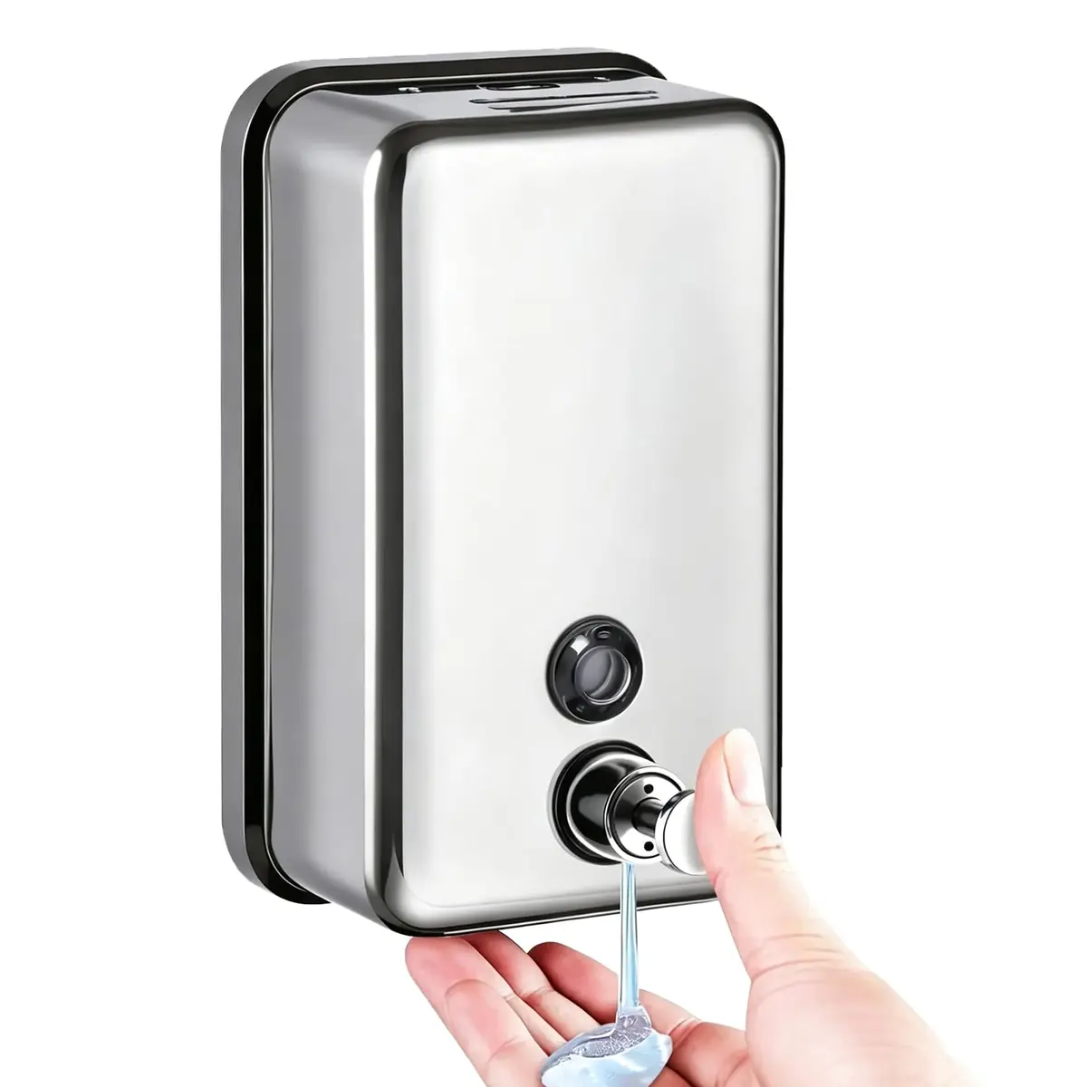 Saboneteira de Parede em Aço Inox 500ml com Parafusos | Para Banheiro e Cozinha, Dispenser de Parede, Sabonete Líquido, Fixação com Parafusos, 500ml
