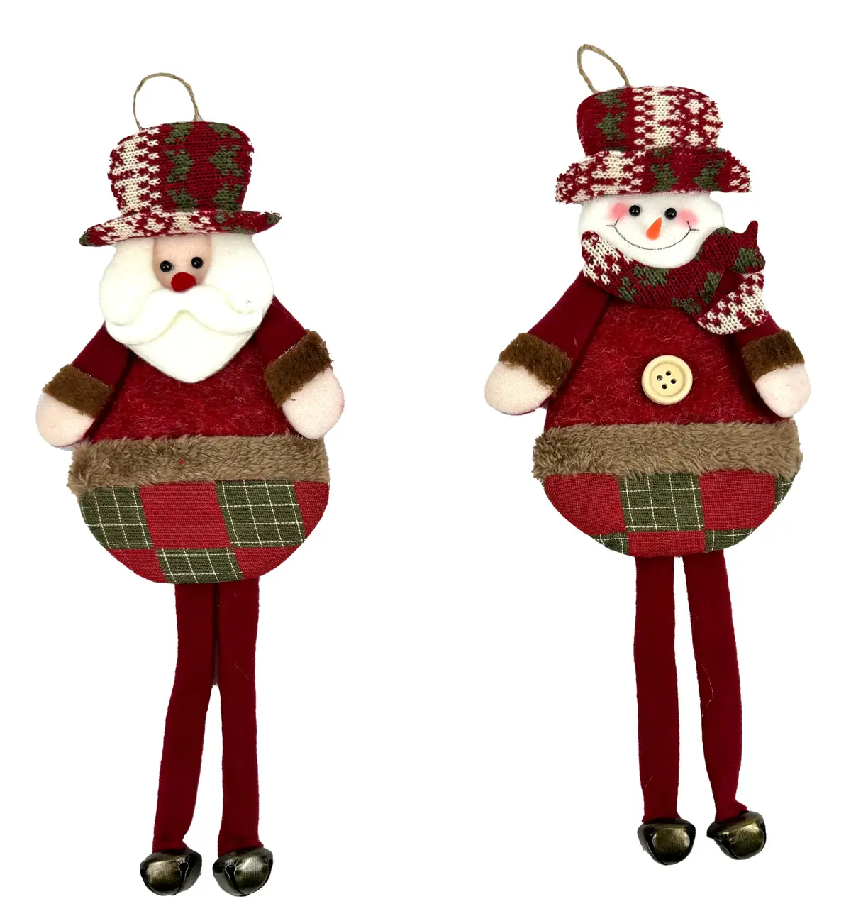 Rio Master Pendente Papai Noel ou Boneco de Neve Pernas Longas Guizos | Boneco natalino de pernas longas com guizos nos pés
