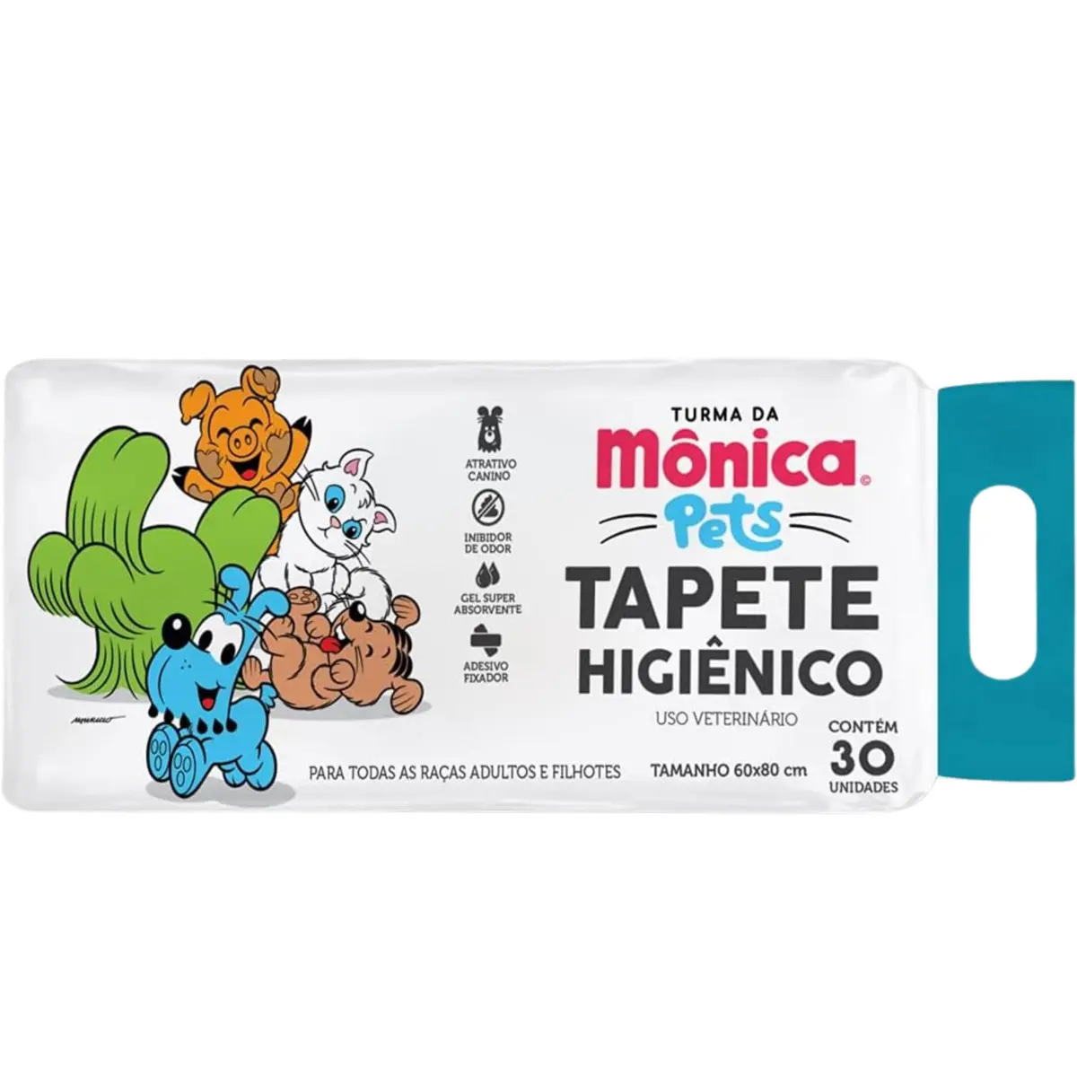 Tapete Higiênico para Cães Turma da Mônica Pet, 30 Unidades | Alta absorção que mantém o piso seco e neutraliza odores, ajuda no treinamento e é fácil de descartar