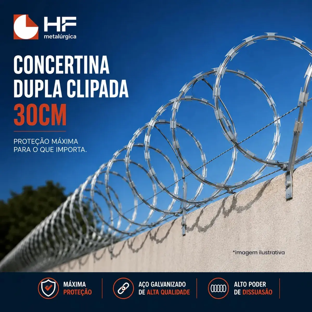 Concertina Dupla Clipada 30 Cm Para 05 Metros + Kit - Cod 2 thumbnail 2
