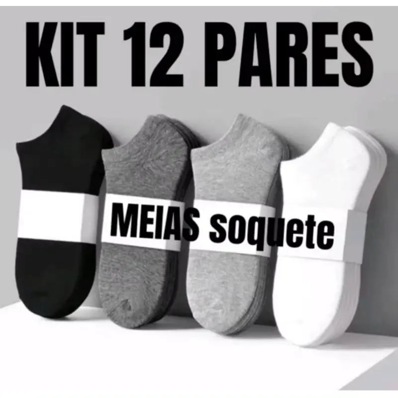 Kits de Meias Soquete Masculina e Feminina Unissex Qualidade Premium