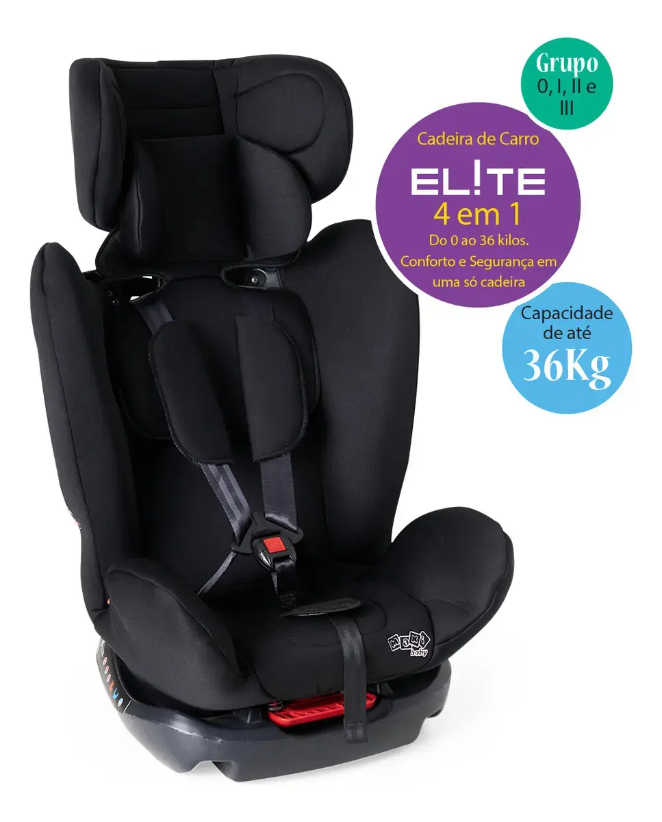 Cadeira de Carro Infantil 0 a 36Kg Elite 4 em 1 - Maxi Baby - Preto thumbnail 4
