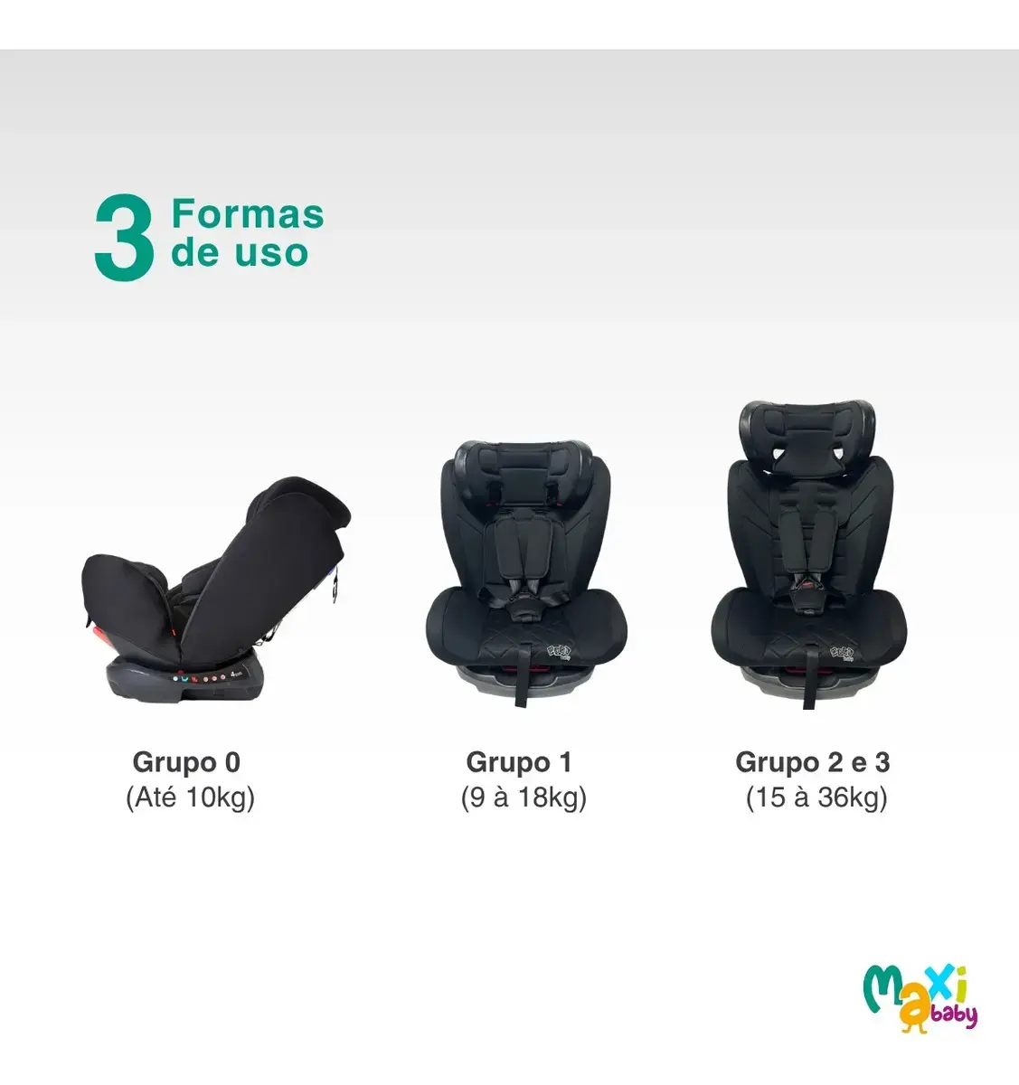 Cadeira de Carro Infantil 0 a 36Kg Elite 4 em 1 - Maxi Baby - Preto thumbnail 7