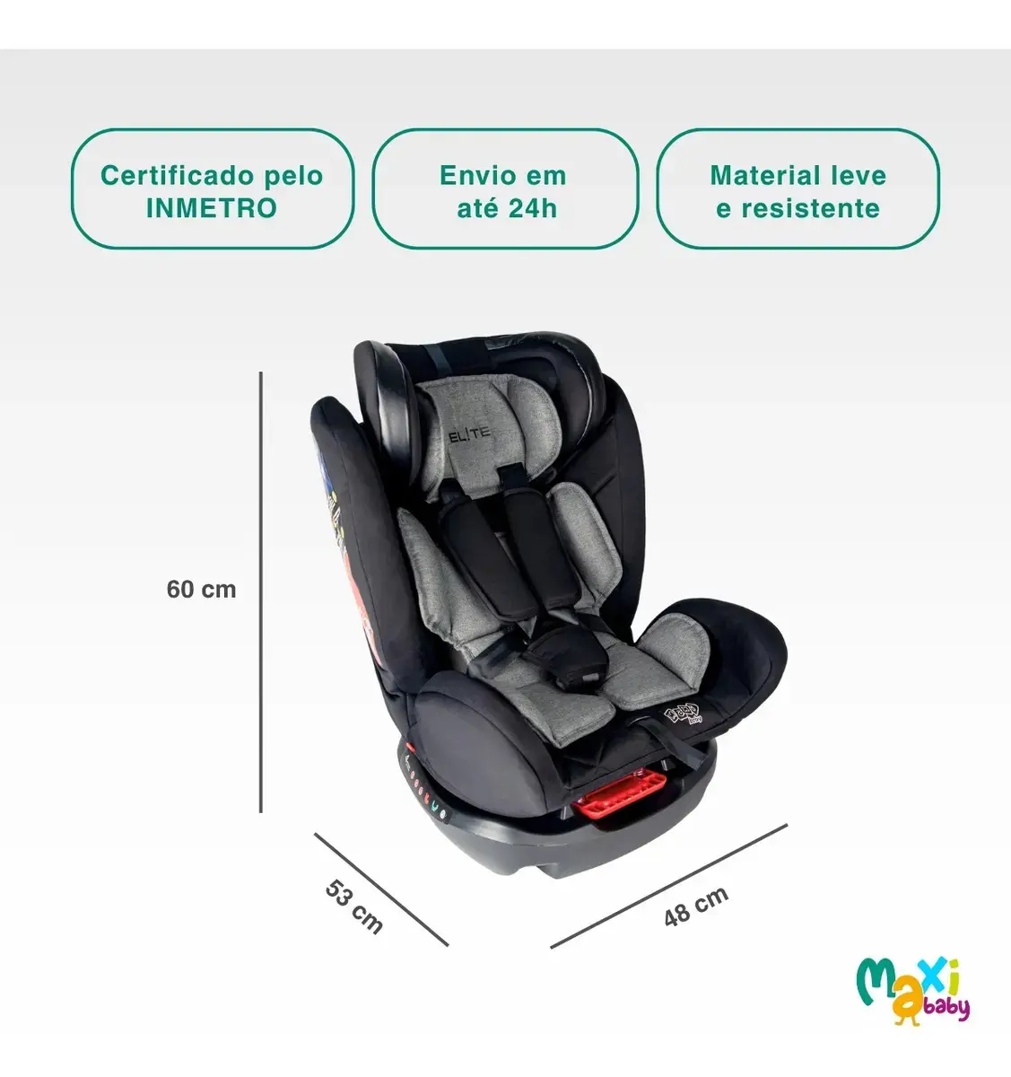Cadeira de Carro Infantil 0 a 36Kg Elite 4 em 1 - Maxi Baby - Preto thumbnail 8