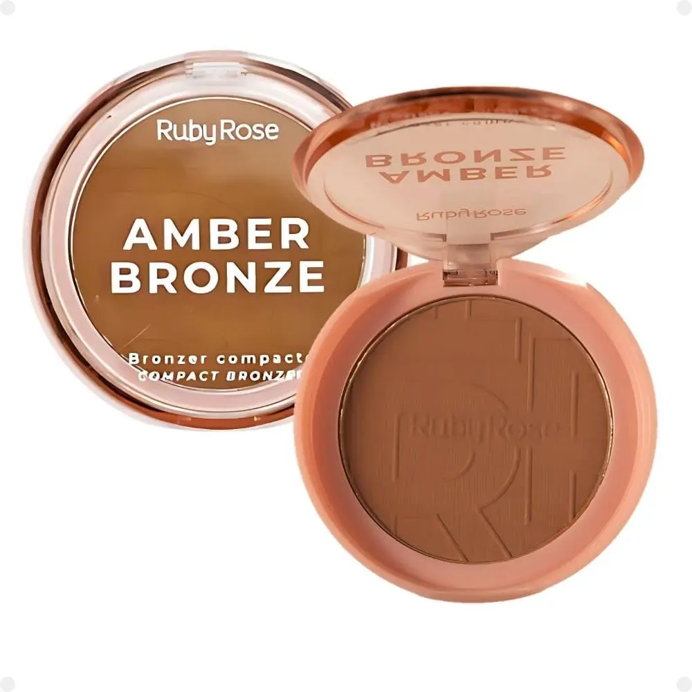 Bronzer em Pó Compacto Ruby Rose, Amber Bronze Sunburst | Acabamento Bronzeado Natural, Textura Sedosa, Fácil Aplicação