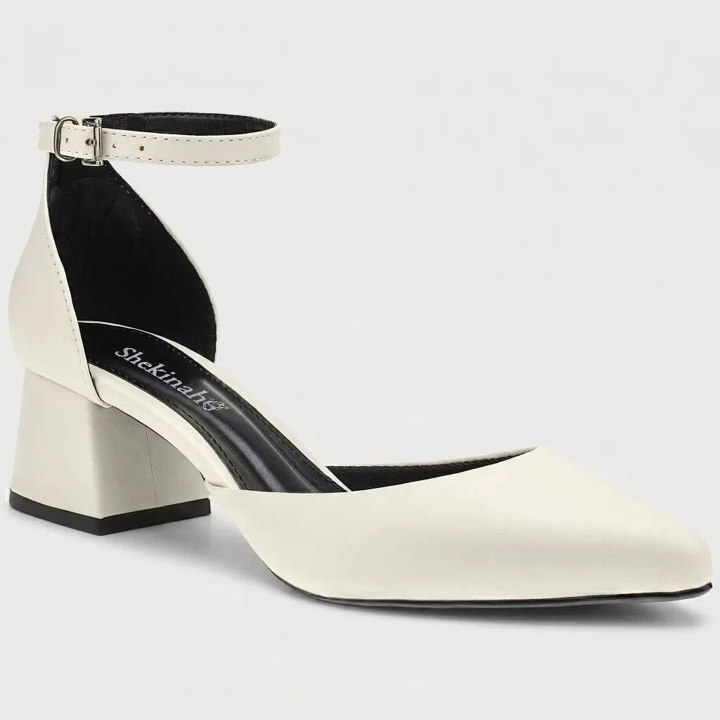 Scarpin Feminino Shekinah Bico Fino Salto Bloco Grosso Noiva Casamento - 1