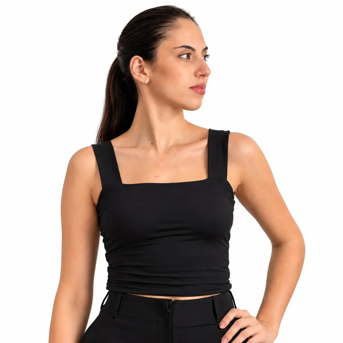 Trimix Blusinha Cropped Regata Feminino Alças Largas Decote Quadrado | Antiodor Permanente, Proteção UV 80+, 90% Poliamida 10% Elastano, Menos Passadoria - 1