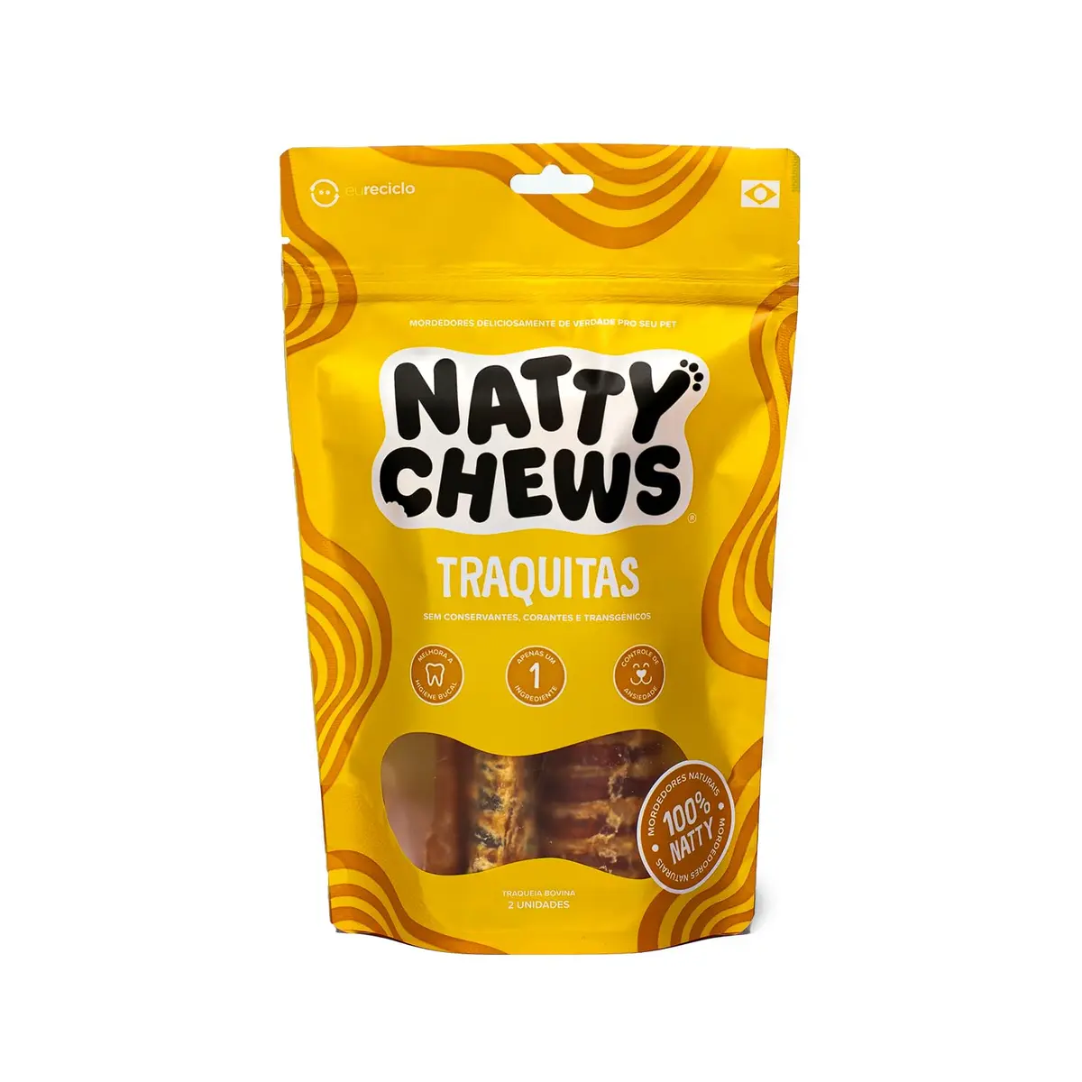 Mordedor Traqueia Bovina Desidratada Para Cães Traquitas Natty Chews - 2 Unidades - 1