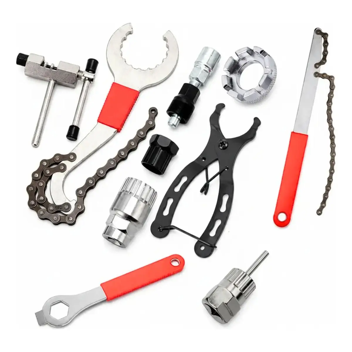 Kit Ferramentas Bicicleta Profissional 10 Peças Completo Manutenção Bike MTB Speed Oficina Extrator Pedivela Cassete Corrente Movimento Central Chave Raios Lockring Reparo Ajuste Ciclismo