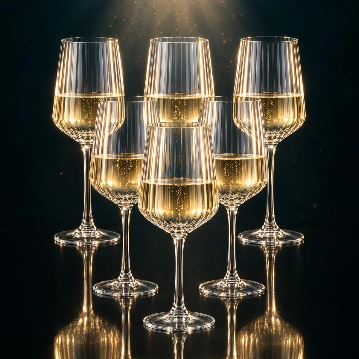 Jogo com 6 Taças para Vinho Tinto Canelada em Cristal Ecológico Premium 400ml Alta Transparência e Brilho Jantares e Presentes Mesa Posta