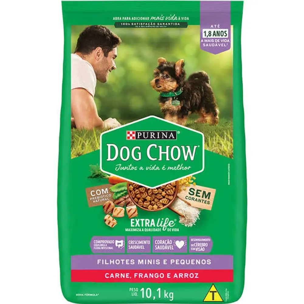 Purina Dog Chow Nestlé Purina Dog Chow Extralife Filhotes Mini E Pequenos Carne Frango E Arroz 10 1Kg