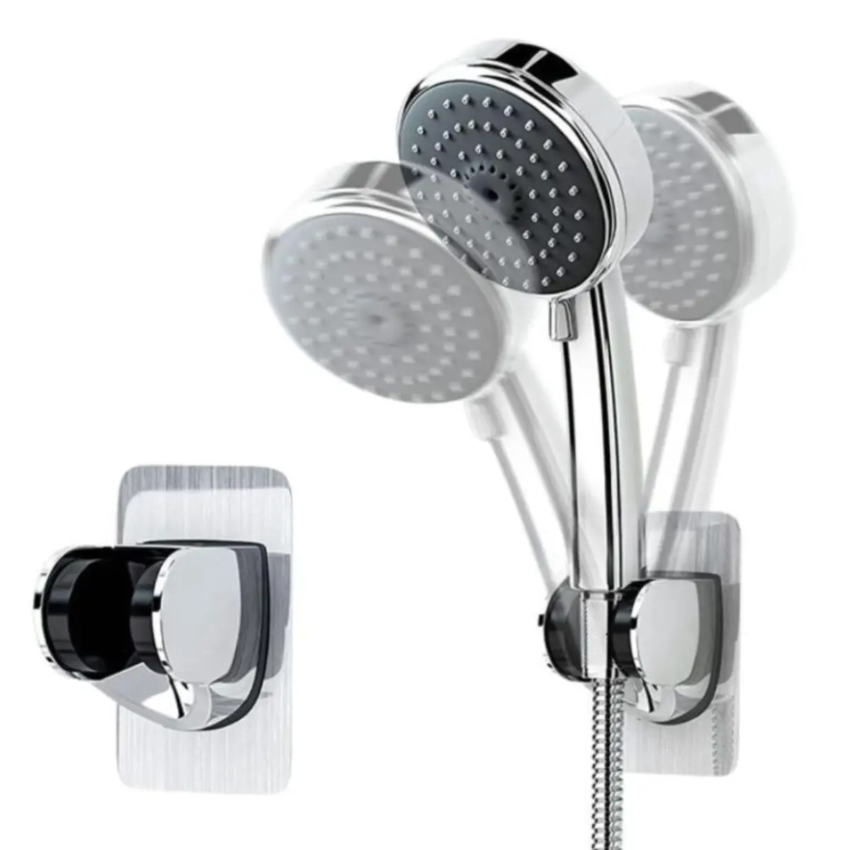Kit com 2 Suportes Adesivos Para Ducha Higiênica Chuveirinho - Cromado, Ajustável, Sem Furos, Design Minimalista e Instalação Rápida - 1