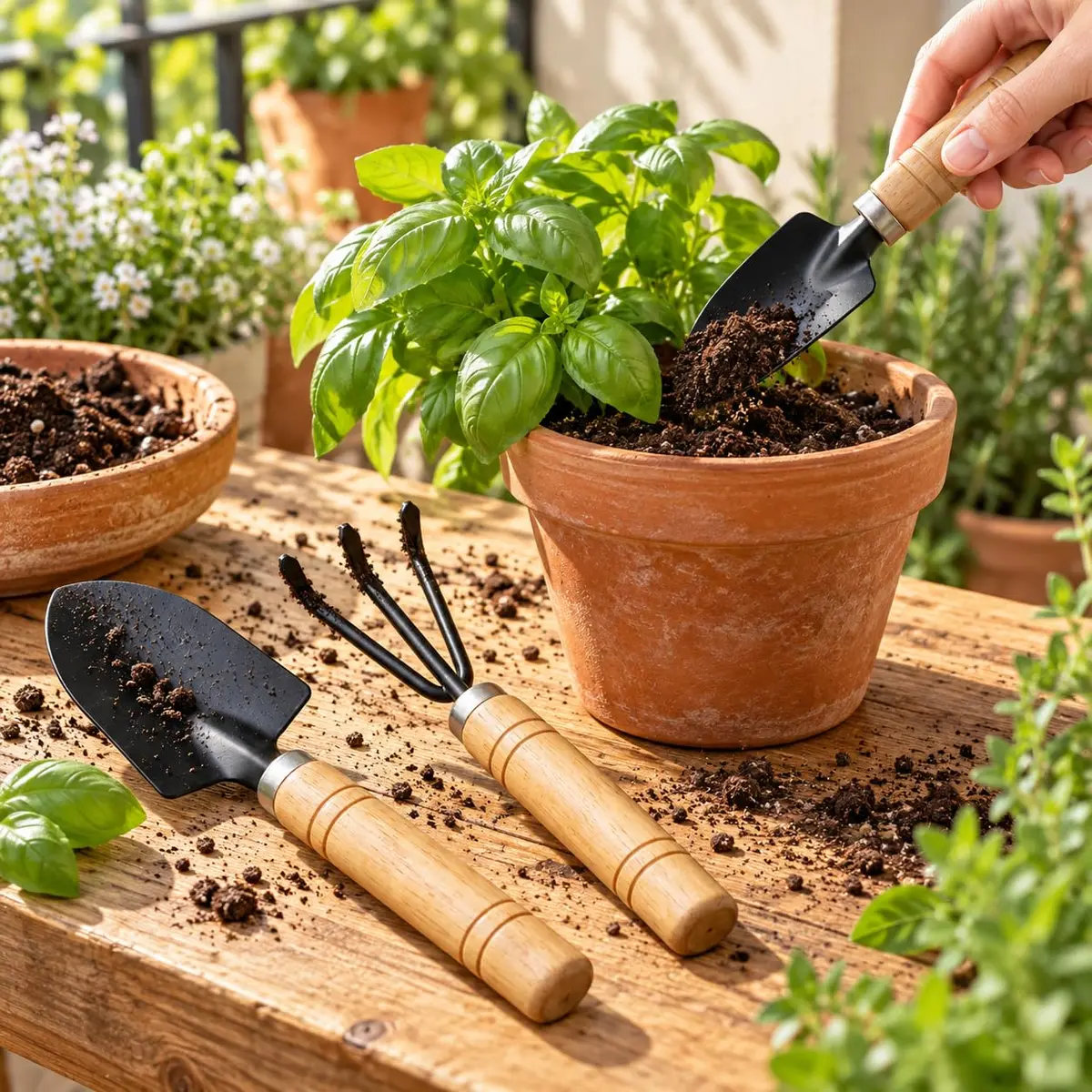 Kit Ferramentas de Jardinagem 3 Peças | Mini Pá, Ancinho, Para Vasos