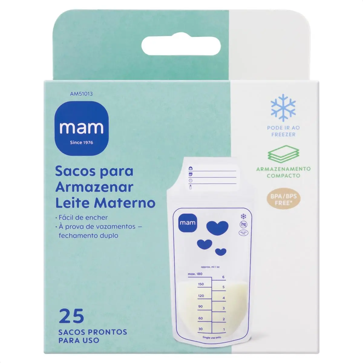 Sacos para Armazenamento de Leite Materno 180 ml MAM - AM51013 | A prova de vazamentos