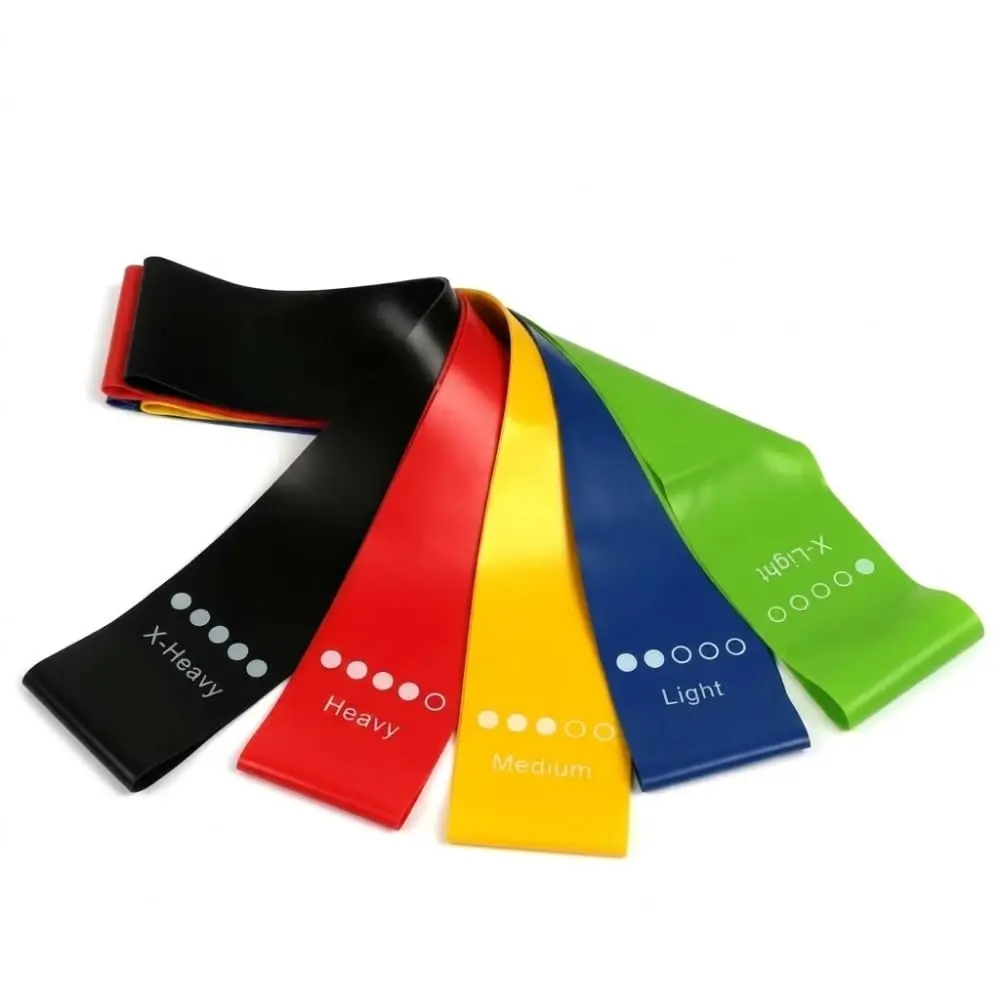 Kit 5 Faixas Elásticas para Exercício Funcional, Yoga e Pilates, Intensidades Variadas