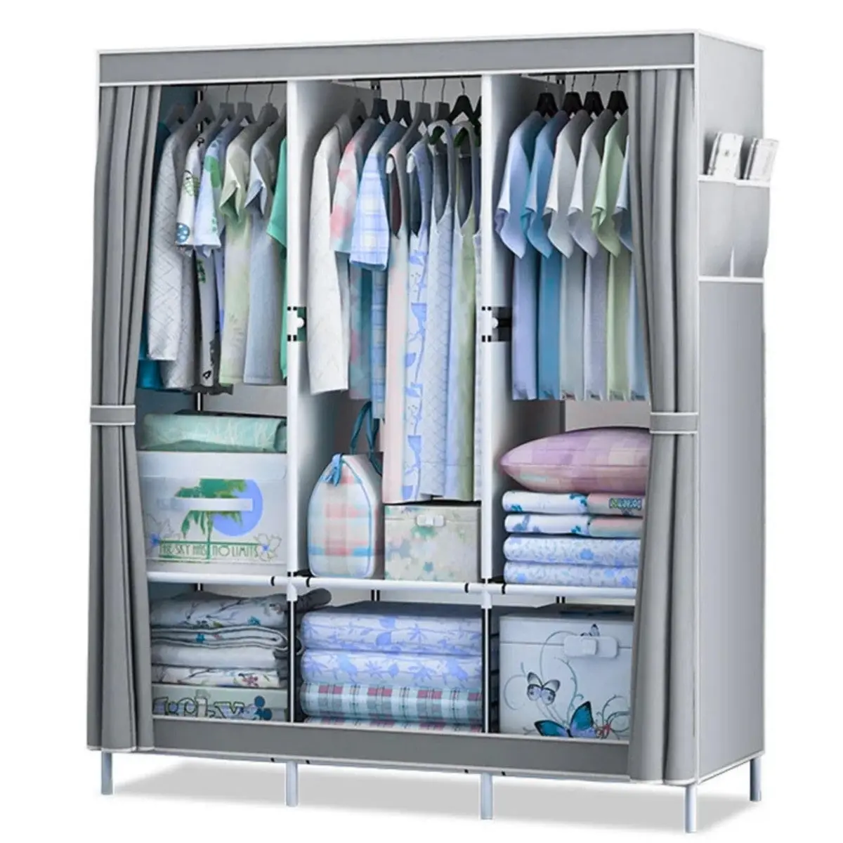 Guarda Roupa Dobrável Armário Organizador de Roupas Camiseta Calça 3 Portas Multiuso - 1