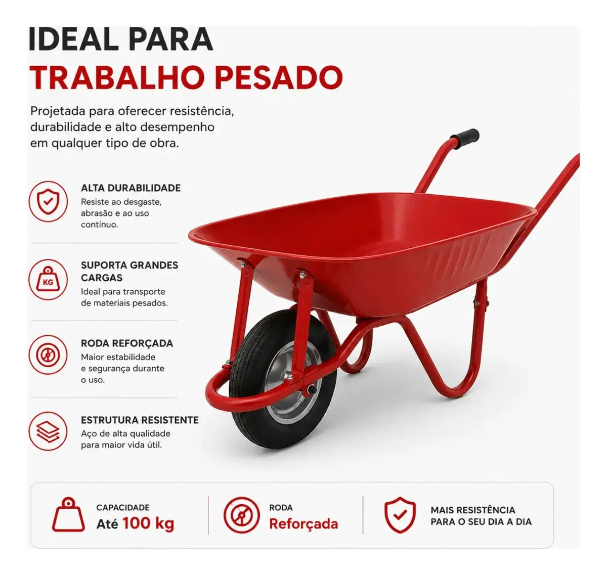 Kit Pneu Reforçado + Câmara De Ar Completo Para Carrinho De Mão Não Fura 3,25x8 Carga Carriola 150kg Allmind Reforçado thumbnail 9