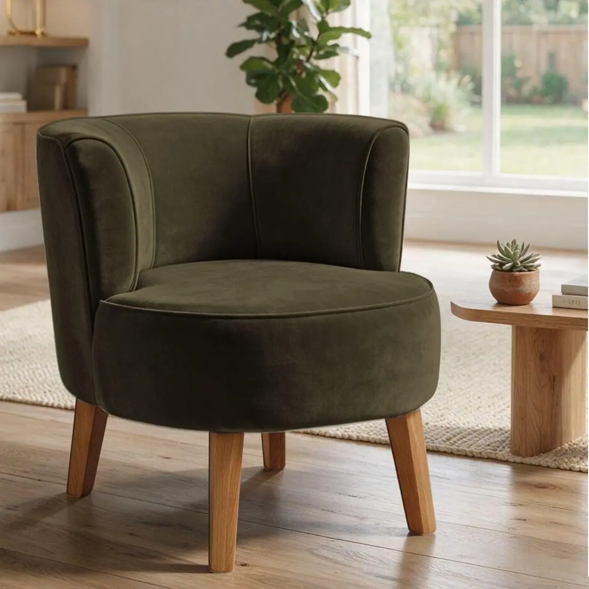 Poltrona Decorativa para Sala de Jantar Confortável Tecido Veludo MOBLAN decor (Marrom)