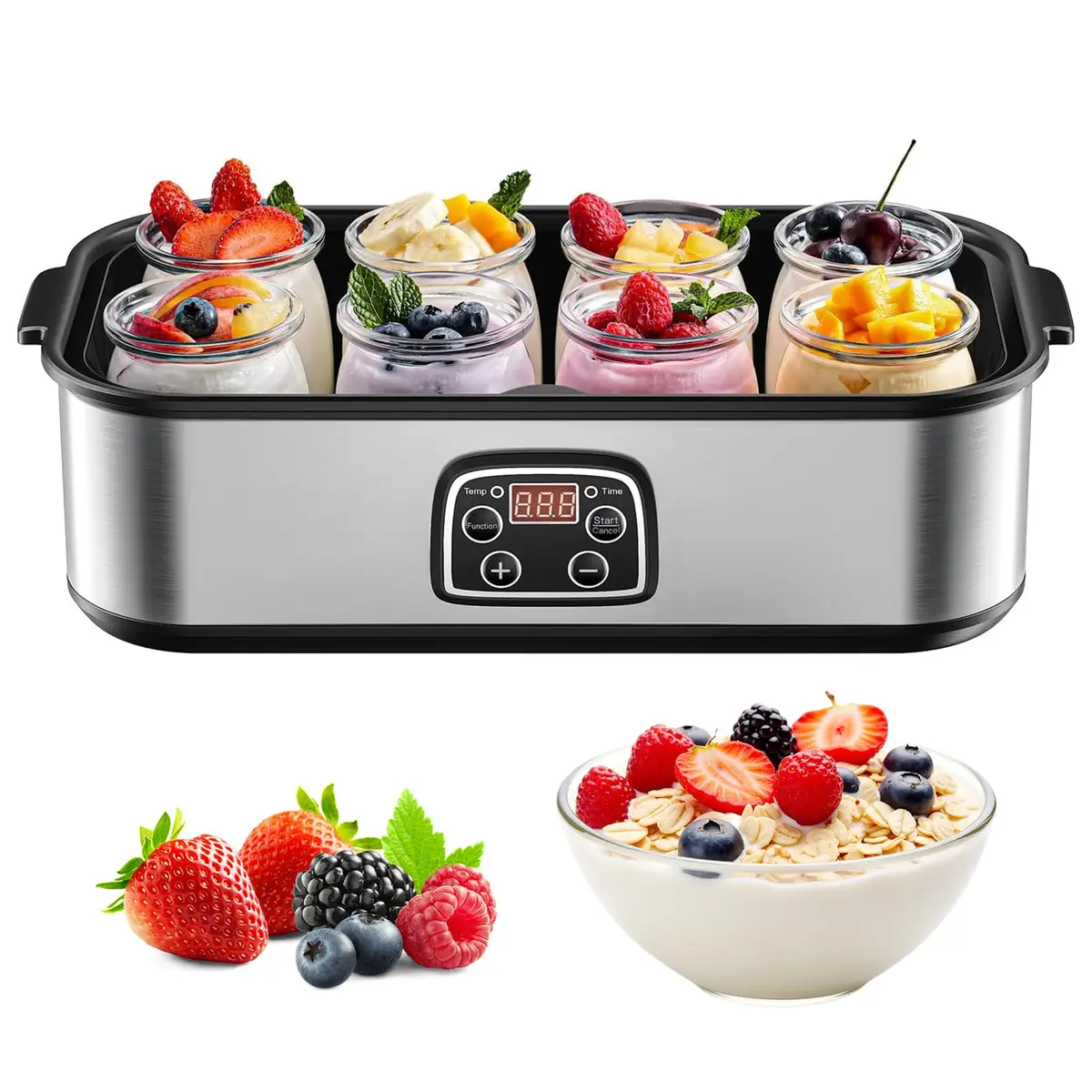 Logurteira Elétrica 220v Fabricante Logurte Elétrico com 8 Copos Dispensadores Capacidade Grande 1400 ml Máquina Fazer Logurte para Fazer Logurte Caseiro