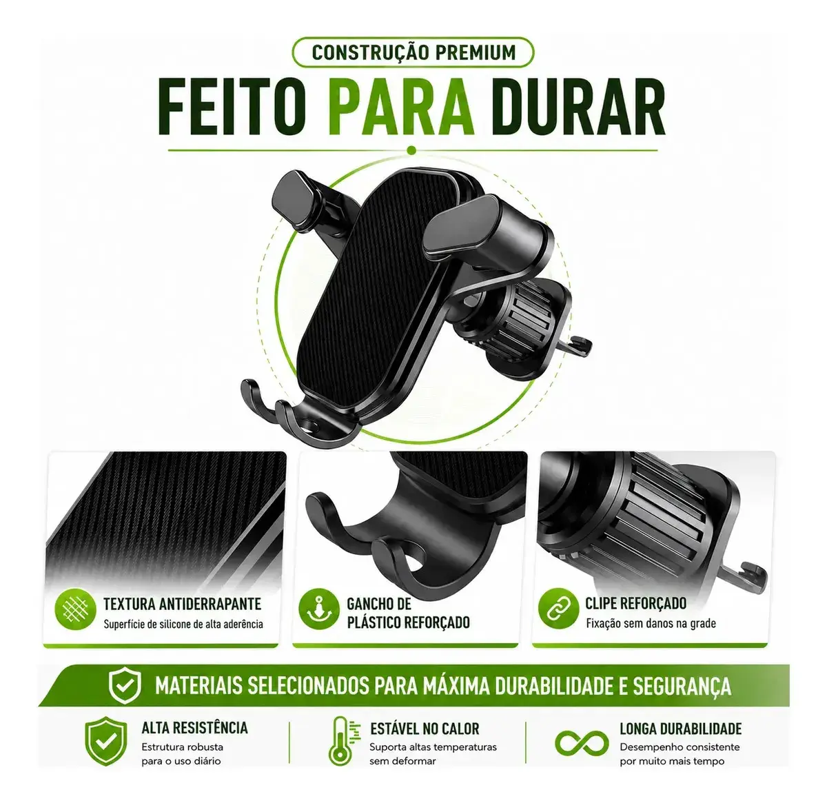 Suporte Celular Saída De Ar Gps Veicular Carro Ar Condicionado Gira 360 Cor Preto thumbnail 5