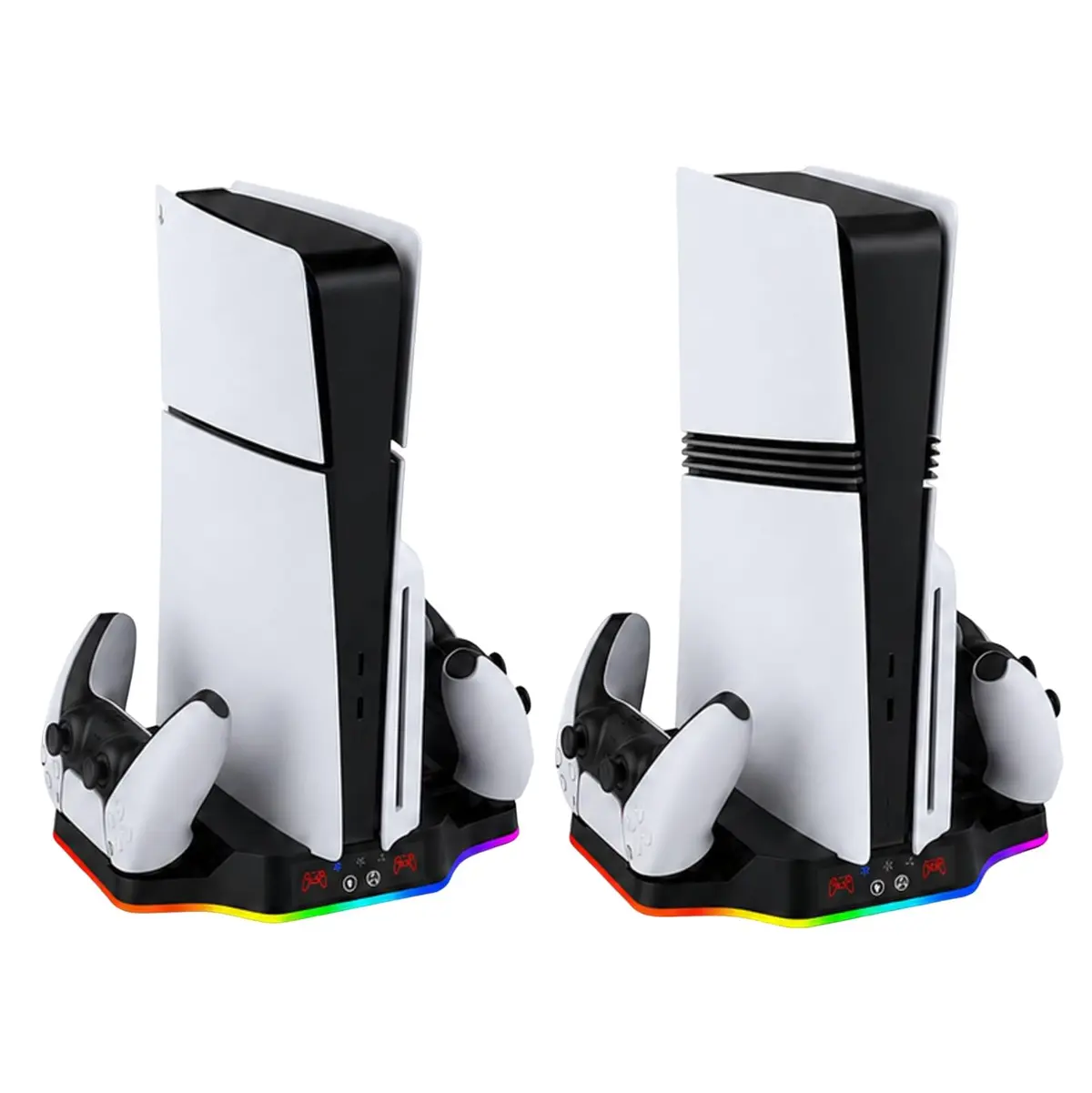 Base Cooler Suporte Multifuncional Resfriamento Compativel com Playstation Ps5 SLIM/PRO Com RGB e Display LED - 1