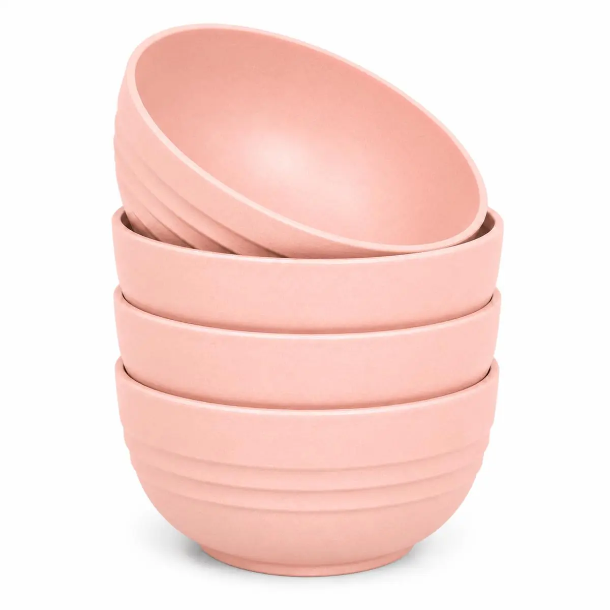 Kit 4 Tigelas Bowl Fibra de Trigo 12cm Micro-ondas Freezer Lava-Louças ROSA
