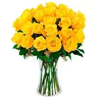 Luxuosas 24 Rosas Amarelas no Vaso