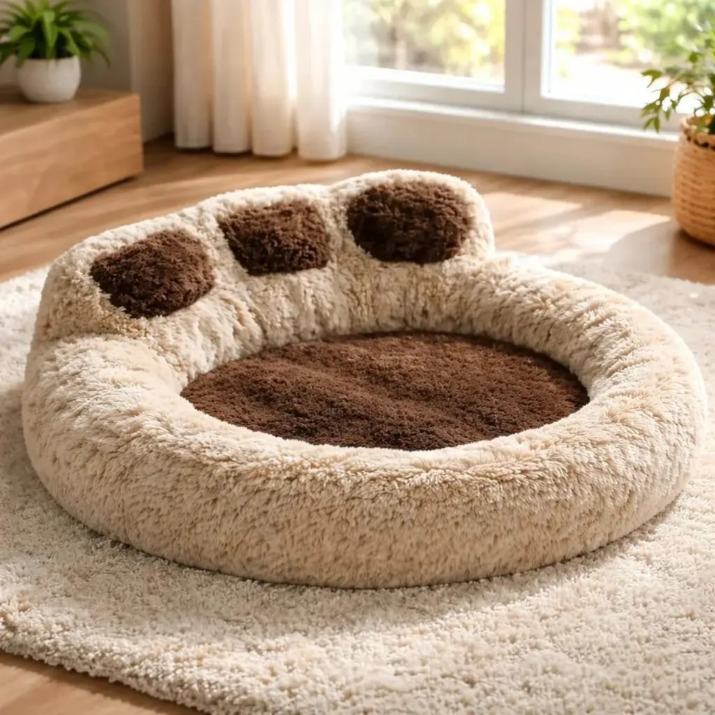 CAMINHA FORMATO PATA NUVEM PET FELPUDA CAMA CASINHA DONUT (AVELA, GG 70CM) | MATERIAL RESISTENTE, PODE LAVAR NA MAQUINA, NÃO SOLTA PELOS, TOQUE SUPER MACIO, QUALIDADE PREMIUM - 1