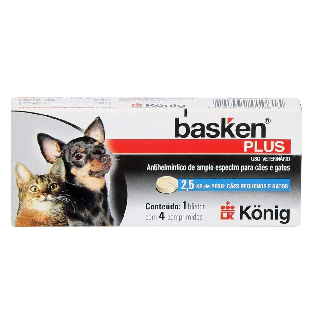 Basken Plus - Antiparasitários de amplo espectro em comprimidos com ação em vermes redondos e chatos de cães e gatos