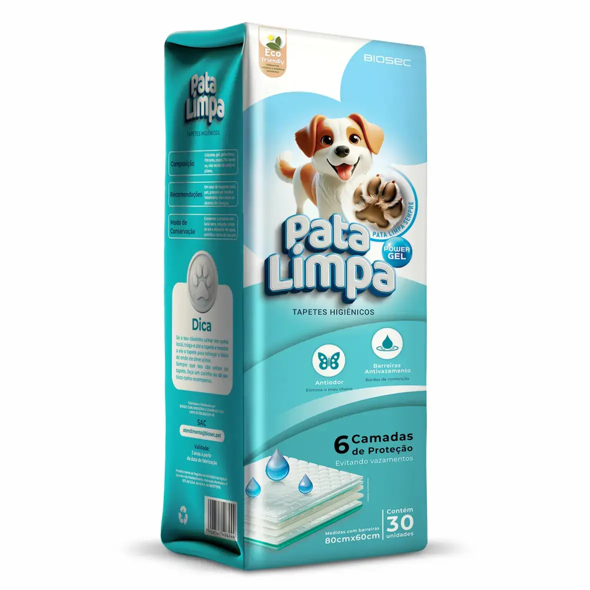 Tapete Higiênico 80x60 30un Pata Limpa Descartável Cachorro Pet Cão Fralda Manta Absorvente - 1