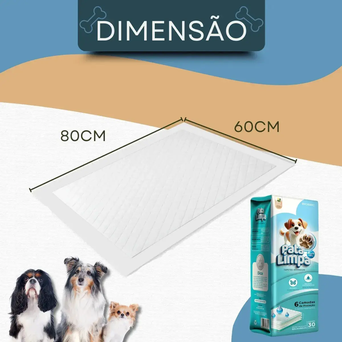 Tapete Higiênico 80x60 30un Pata Limpa Descartável Cachorro Pet Cão Fralda Manta Absorvente thumbnail 2