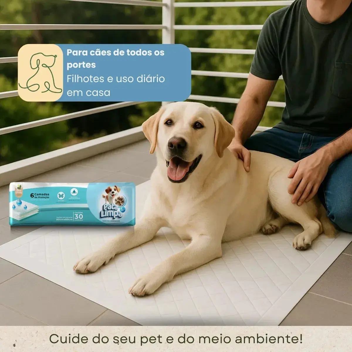 Tapete Higiênico 80x60 30un Pata Limpa Descartável Cachorro Pet Cão Fralda Manta Absorvente thumbnail 7