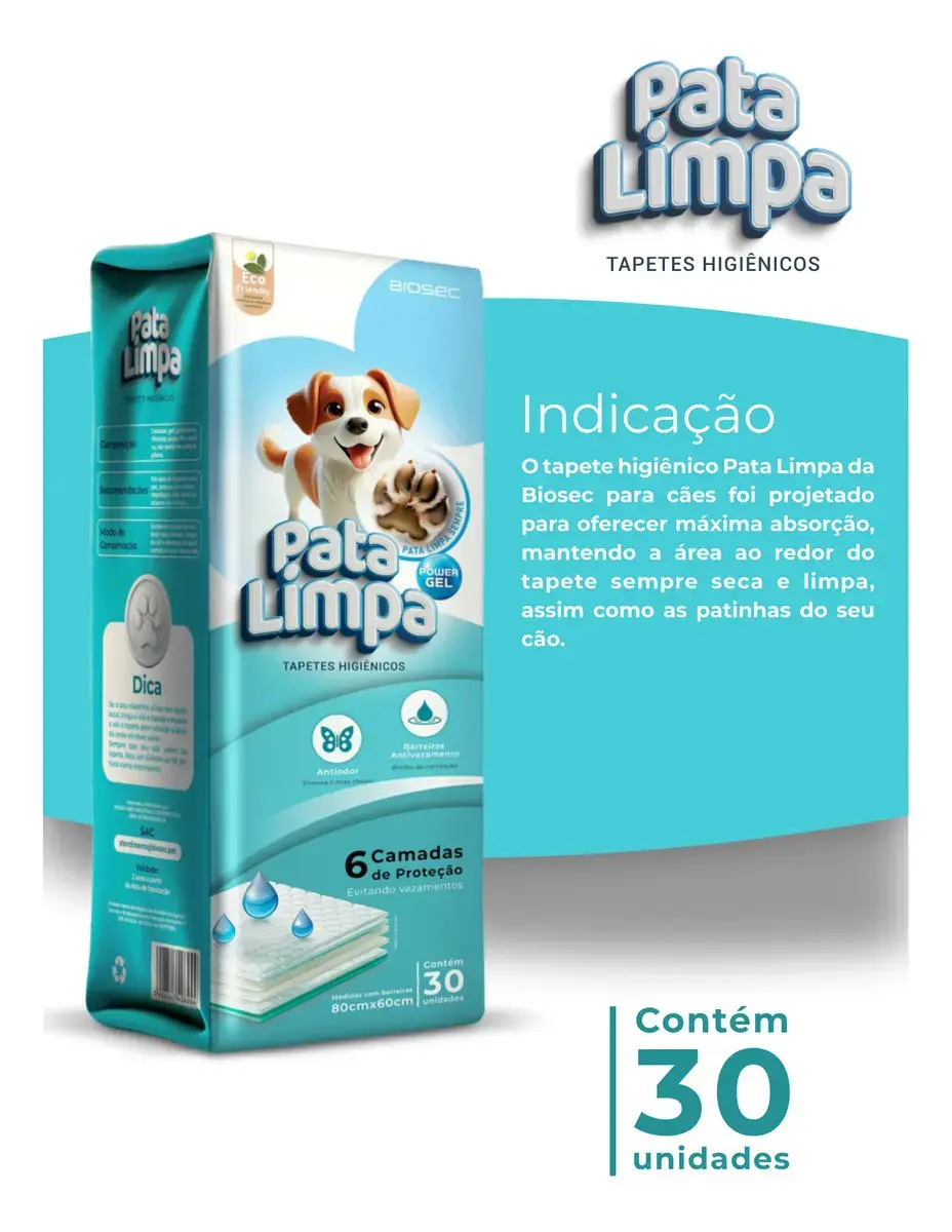 Tapete Higiênico 80x60 30un Pata Limpa Descartável Cachorro Pet Cão Fralda Manta Absorvente thumbnail 9