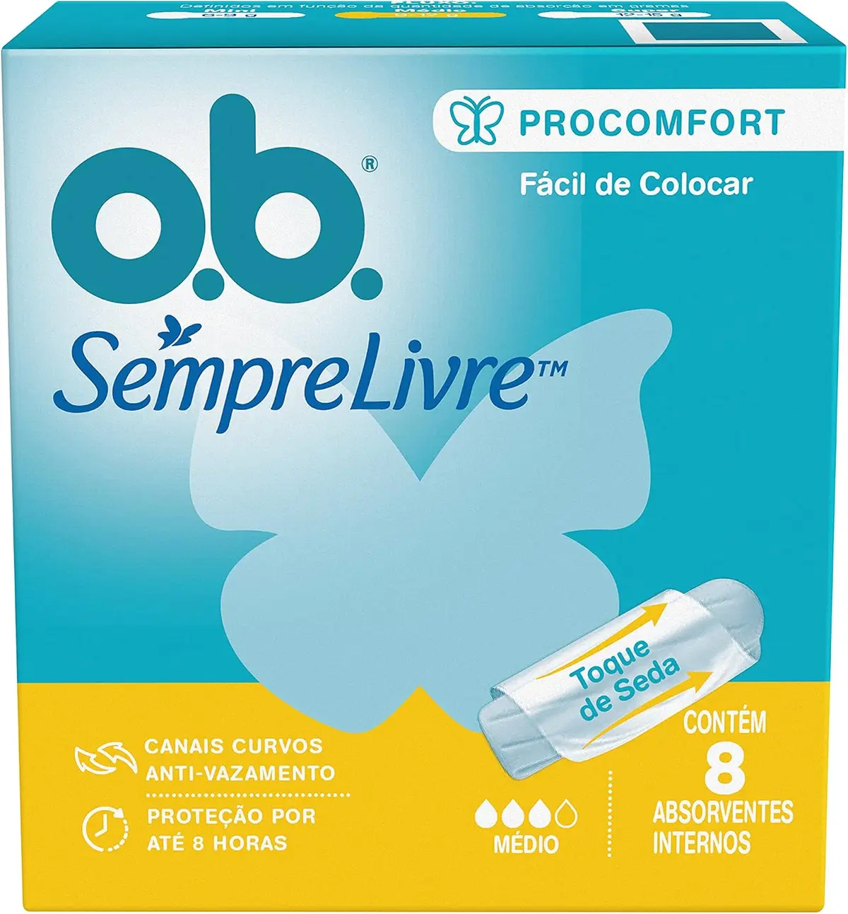 Absorvente Interno O.B. Sempre Livre, Fluxo Médio, 8 Unidades