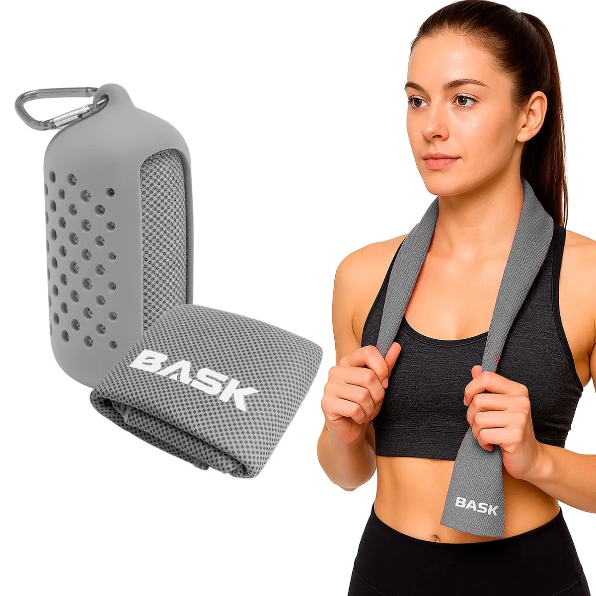 Toalha Esportiva Refrescante Fit Bask – Ideal para academia, seca rápido e proporciona frescor durante os treinos. Para quem busca conforto e praticidade na rotina esportiva. 90cm x 30cm (CINZA)