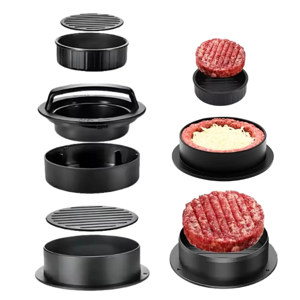 Forma para Hambúrguer Recheado, Mini e Grande 3 em 1 Artesanal Gourmet