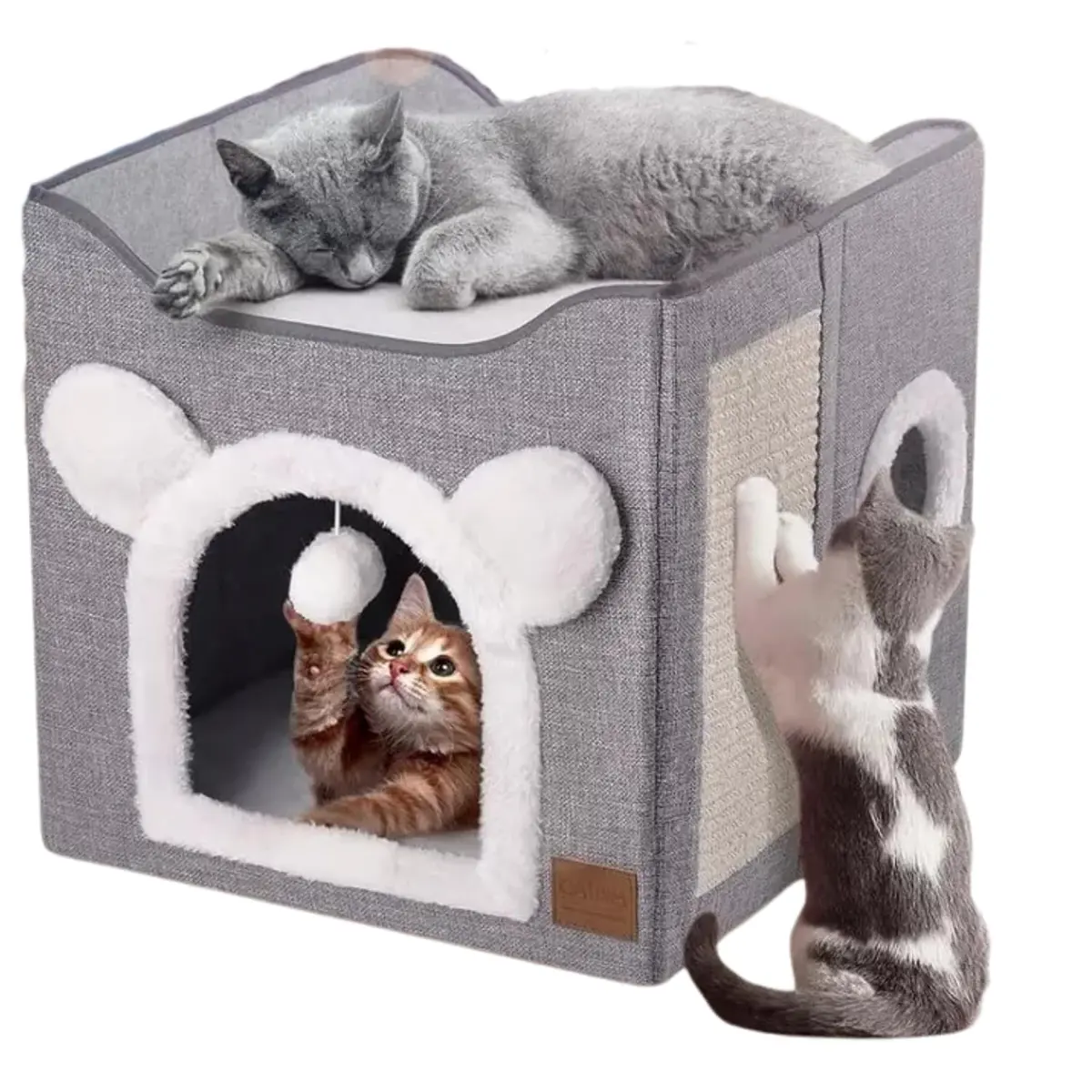 Casinha Cama para Gato Vertical Brinquedo Tapete Fácil Limpar Dobrável Portátil Compacto - 1