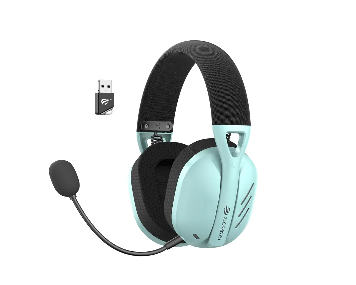 Havit Fone de Ouvido Headset Gamer Fuxi-H3 Green | Quad-Mode Com Fio e Sem Fio, Wireless 2,4GHz, Bluetooth, Cabo USB-C, Cabo 3,5mm, Surround, Baixa Latência