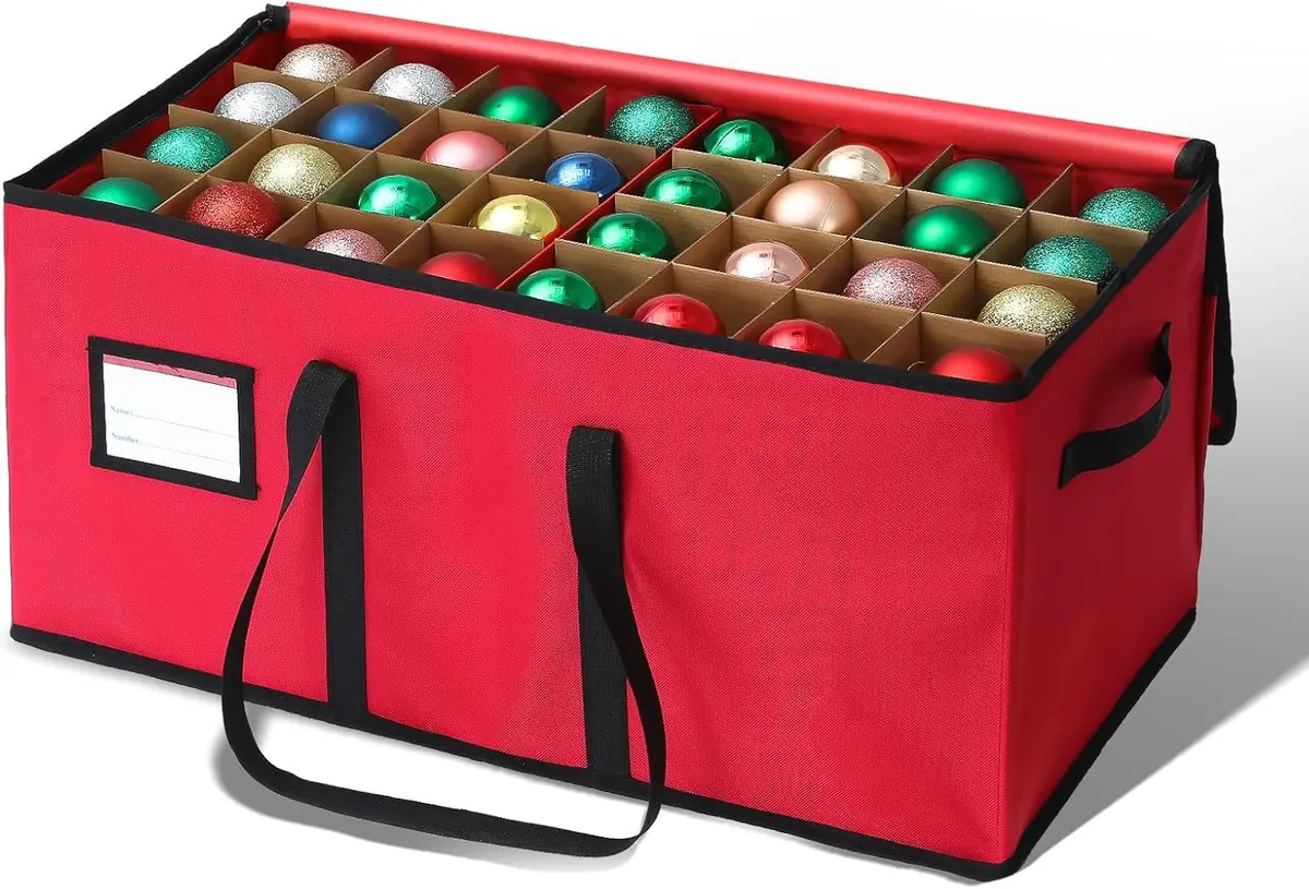 Serve para Até 128 Decorações de Enfeites, Sem Bola Decorativa, Caixa de Armazenamento de Enfeites de Natal, 62 * 30 * 33cm Bolsa Organizadora de Recipientes de Armazenamento de Natal com DivisóRias