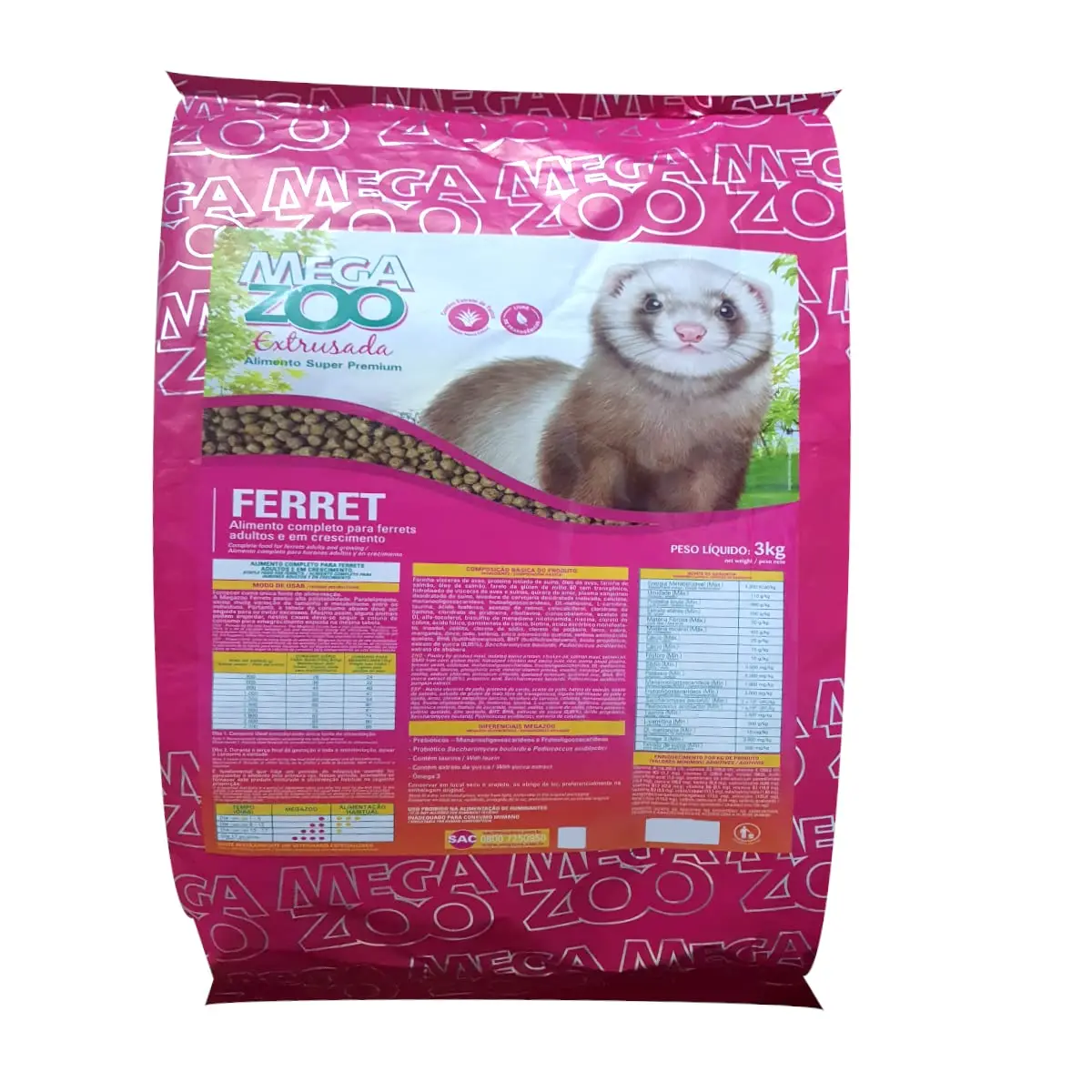 Ração MegaZoo - Extrusada Ferret 3Kg - 1