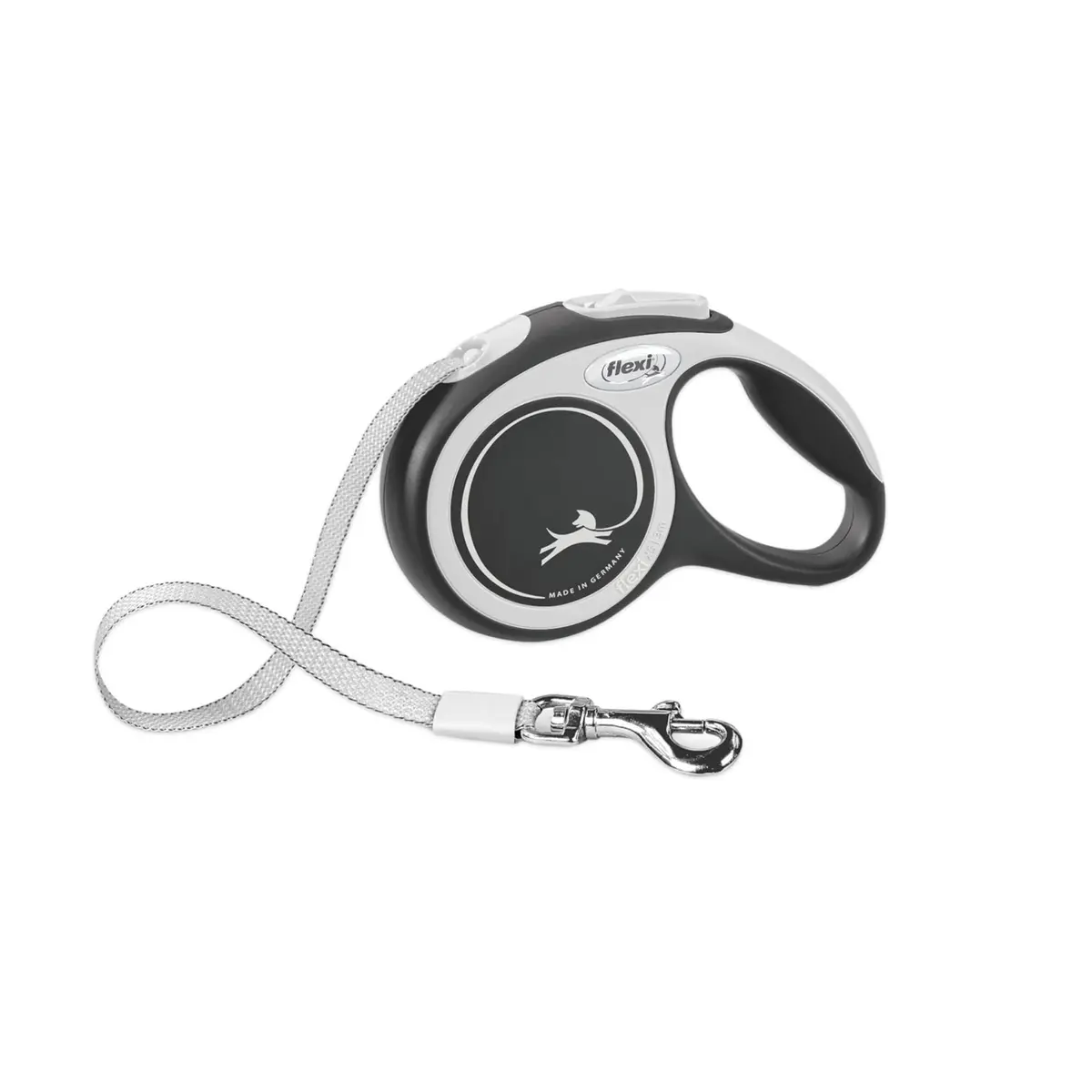 Guia Retrátil de Fita para Cães Flexi Nova, Até 11,8 kg, 3m | Extra Pequena, Cinza/Preto, Ergonômica, Durável, Livre de Emaranhados