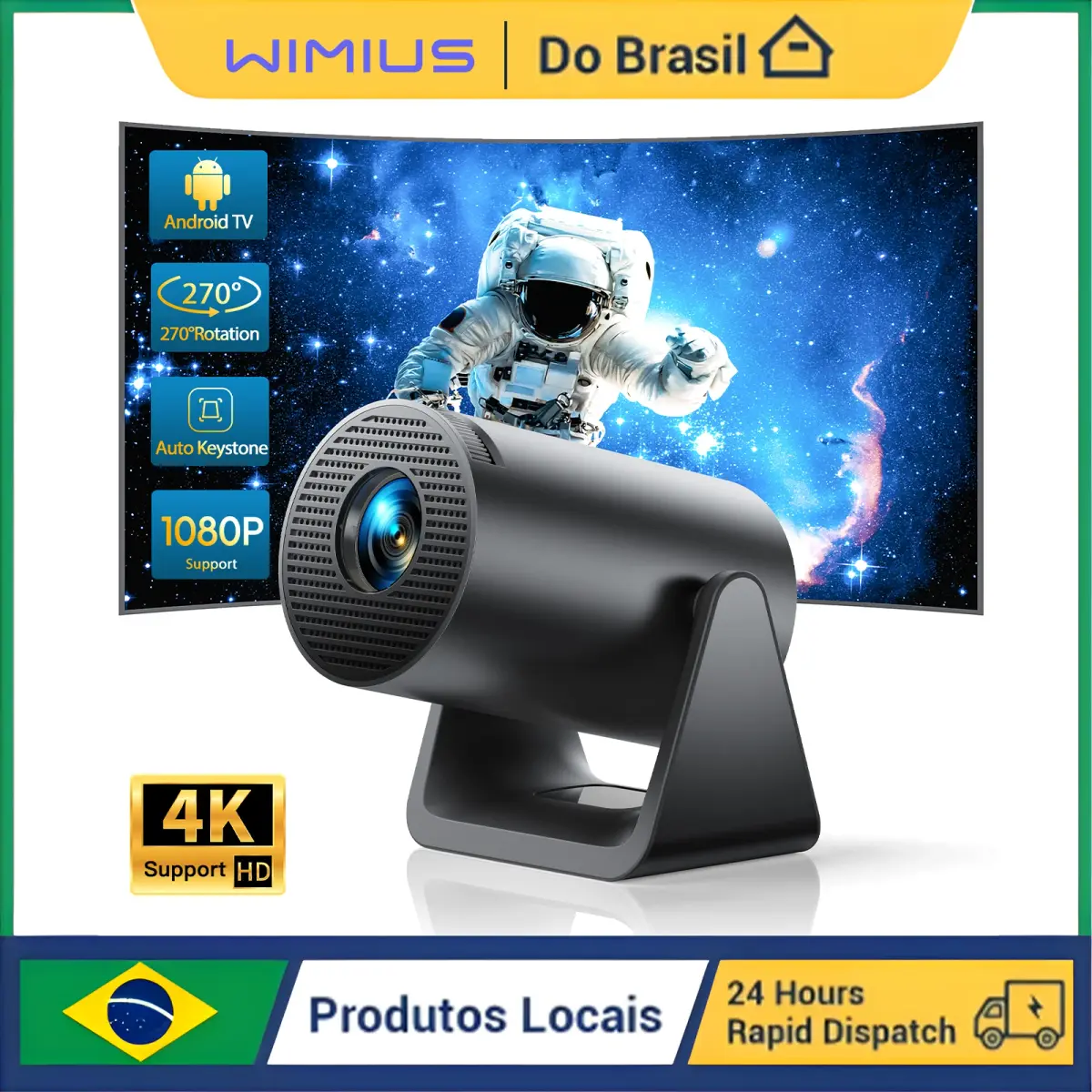 Mini projetor Wimius L1 com suporte a 1080P 300 ANSI Android 11 Wifi Bluetooth Projetor de filme portátil para áreas externas com Keystone automático para telefone/stick de TV/laptop - 1