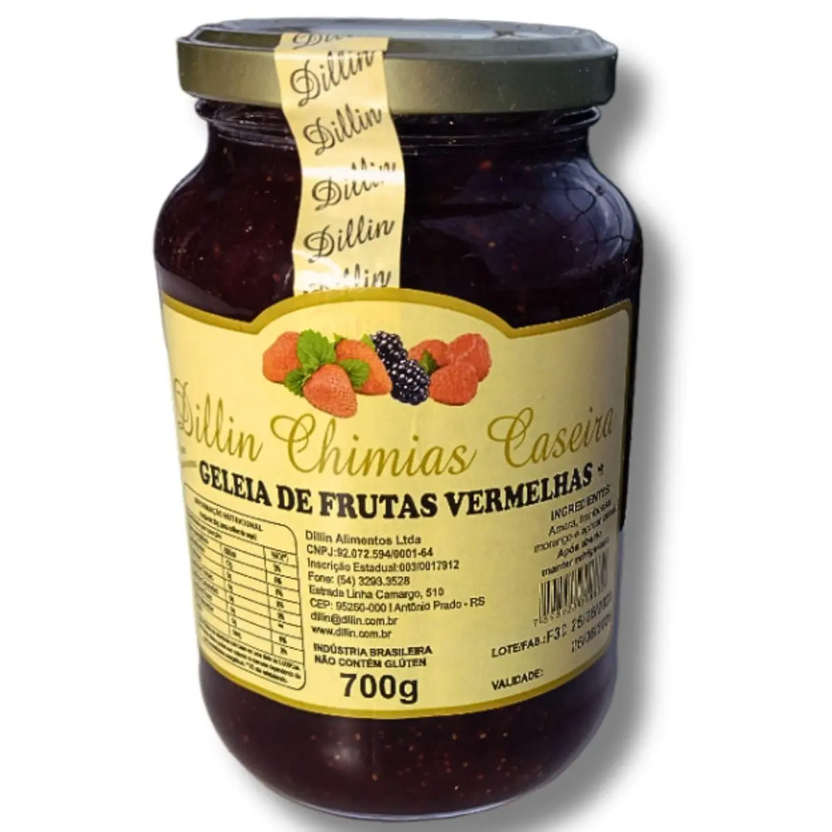 Geleia De Frutas Vermelhas Dillin Tipo Colonial Da Serra Gaúcha Artesanal Sem Conservantes Só Açúcar Cristal Amora Framboesa E Morango Com Pedaços de Fruta Para Pão Torradas Culinária